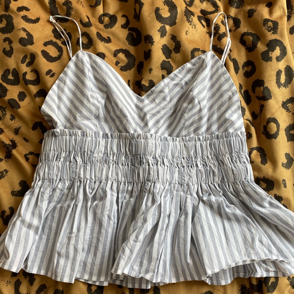 Express striped peplum tank